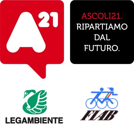 Logo Ascoli21 con Legambiente e Amici della Bicicletta